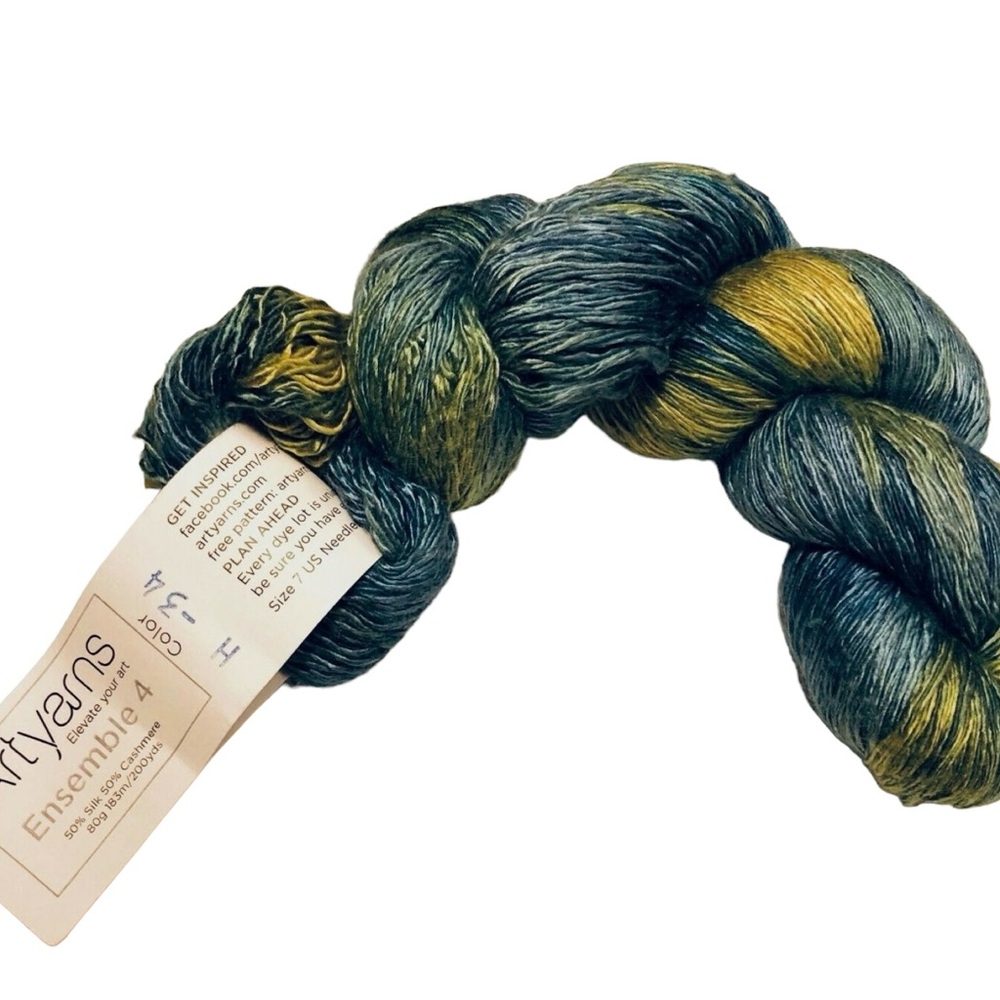 Artyarns ENSEMBLE 4 50/50 Silk Cashmere Worsted Aran Hand Dyed Yarn Blue